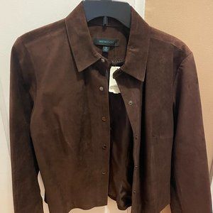 Chocolate Brown Washable Suede Womens Jacket
